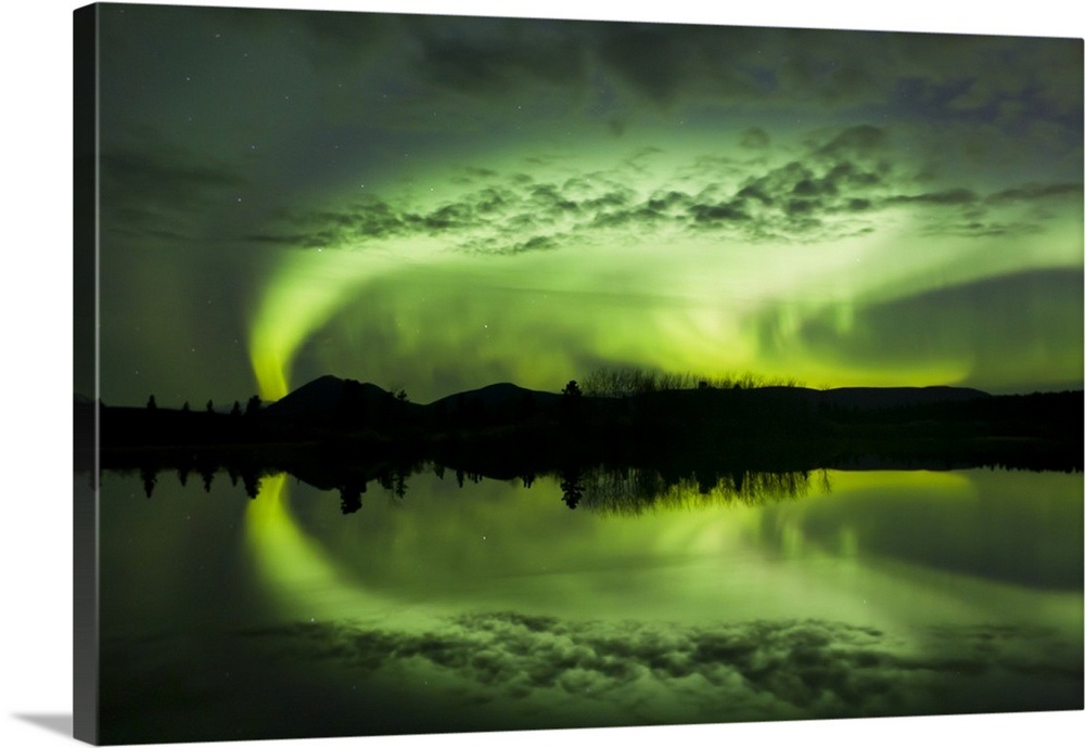 Aurora borealis over Fish lake, Whitehorse, Yukon, Canada Wall Art ...