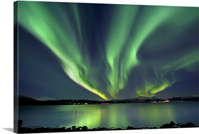 #80954 Polar Lights-Northern Lights Mirror Lake Poster Canvas Print 80x60cm