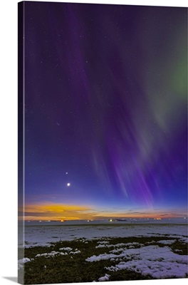 Auroral Curtains In The Evening Twilight