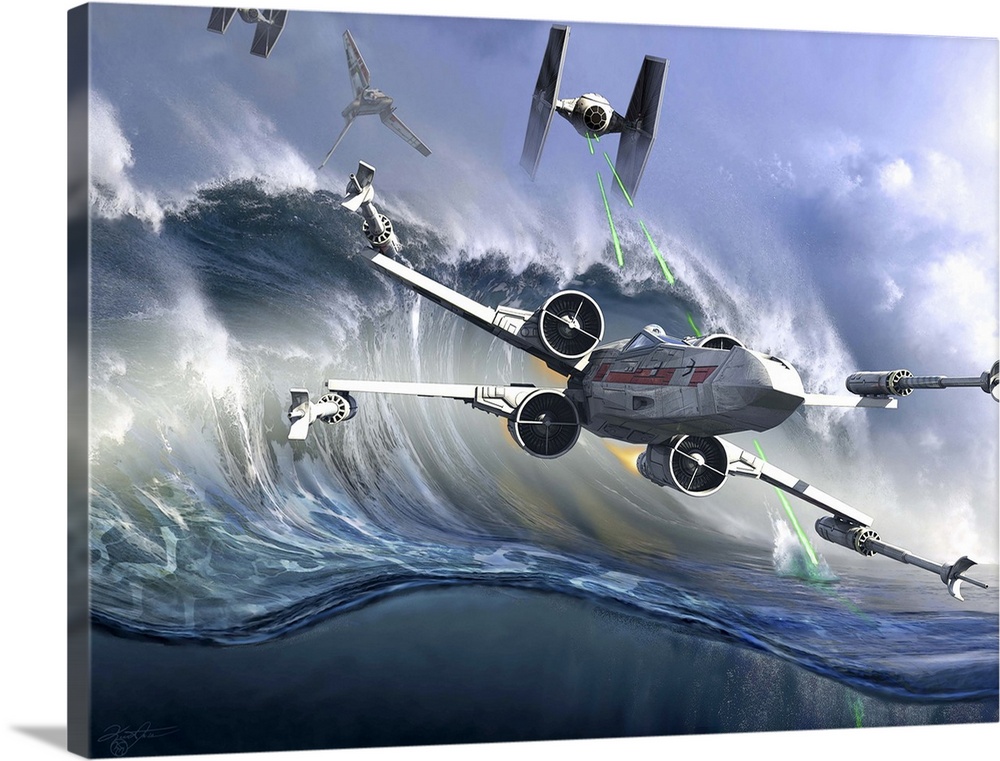An X-Wing flying over the ocean on Kamino. Kamino is a fictional ocean planet, in the fictional Star Wars universe. It was...