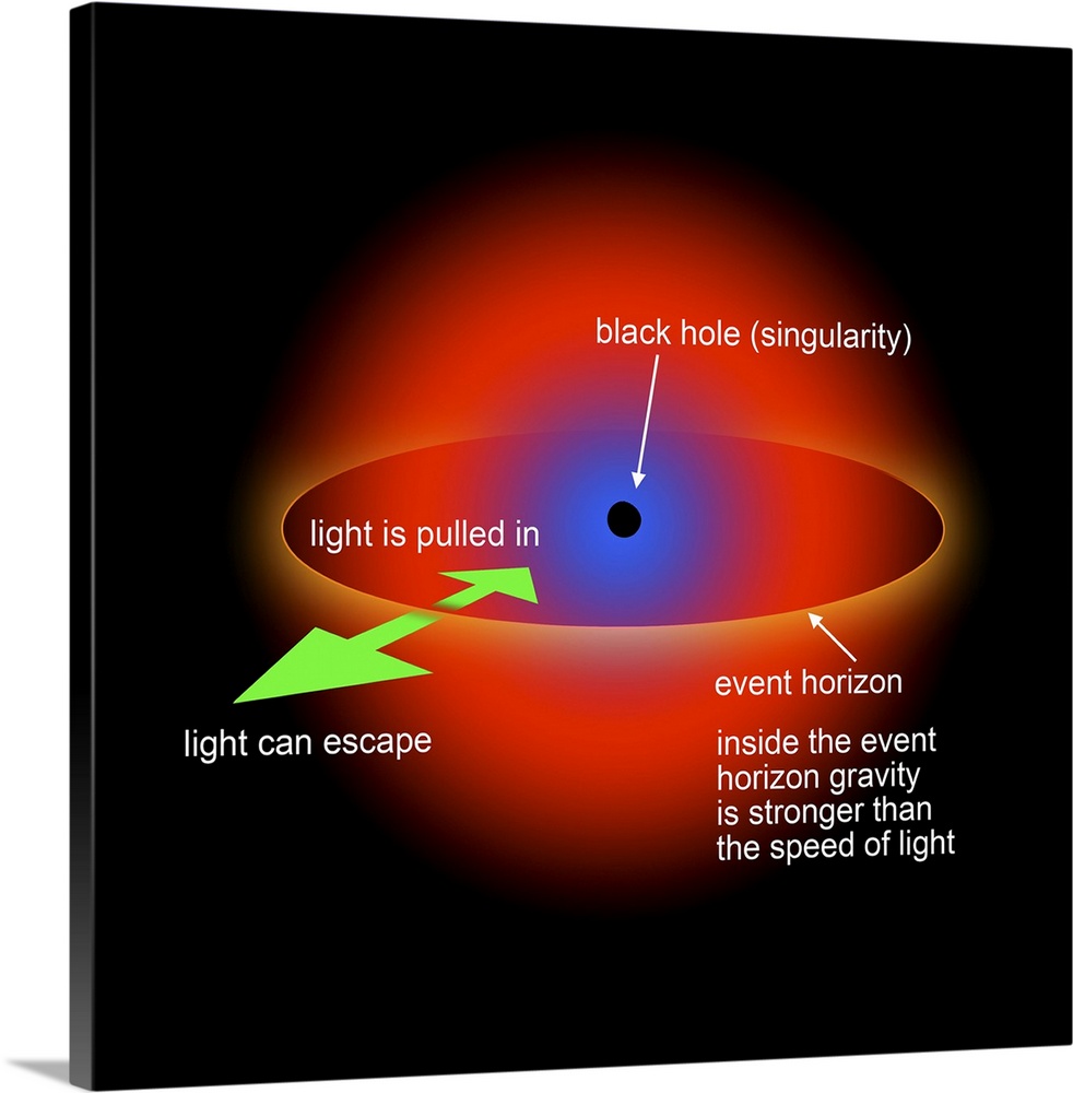 A diagram explaining the Event Horizon of a black hole.