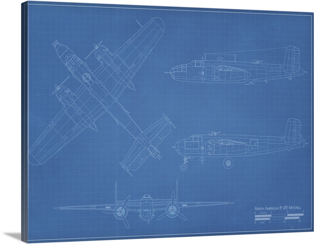 Blueprint of a B-25 Mitchell.