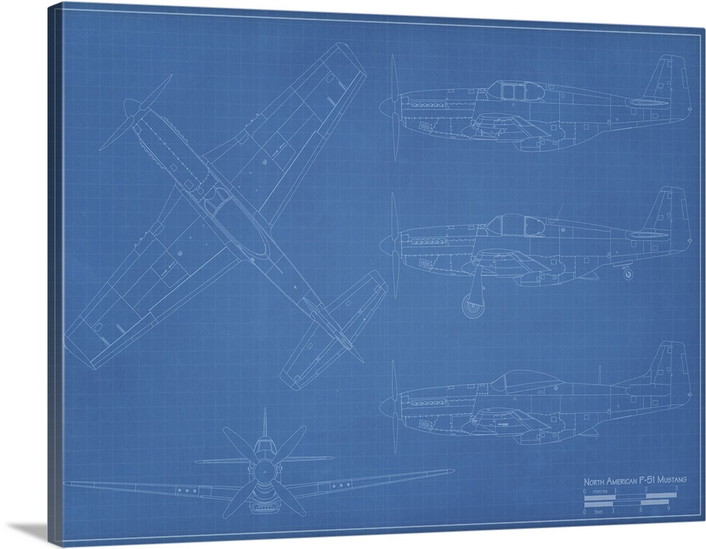 Blueprint of a P-51 Mustang.
