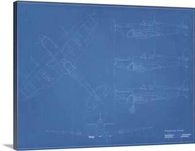 Blueprint Of A Supermarine Spitfire Fighter Plane