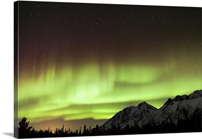 Bright aurora borealis, Annie Lake, Yukon, Canada