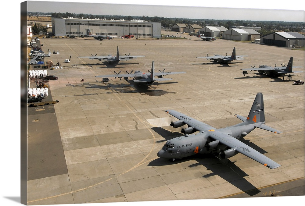 C130 Hercules aircraft stationed at an airbase