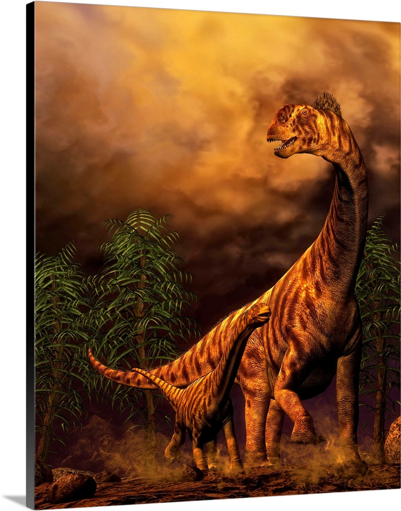 Camarasaurus adult and offspring.