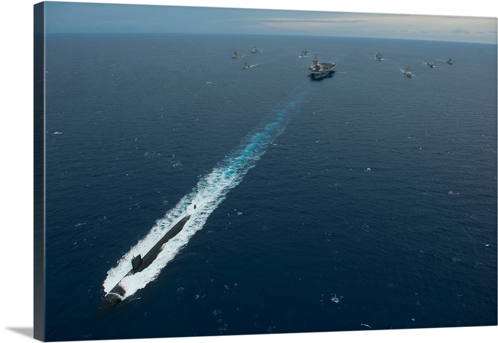 Carrier Strike Group formation of ships in the Bay of Bengal.