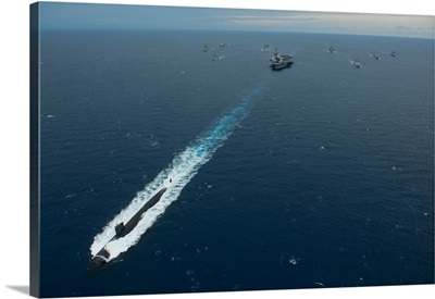 Carrier Strike Group formation of ships in the Bay of Bengal