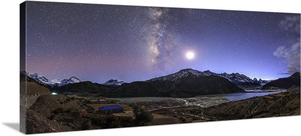 When the evening twilight was fading to darkness above Tibet, this panoramic image captured the starry sky above Laigu Gla...