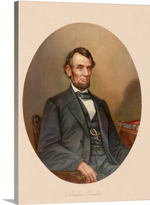 Civil War artwork of President Abraham Lincoln sitting in a chair