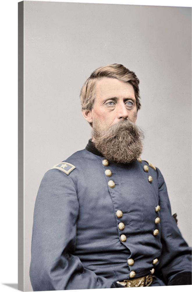 Civil War General Jefferson C. Davis of the Union Army, circa 1860. This image has been digitally colorized.