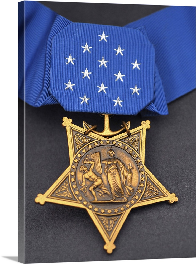 Close-up of the Medal of Honor award.