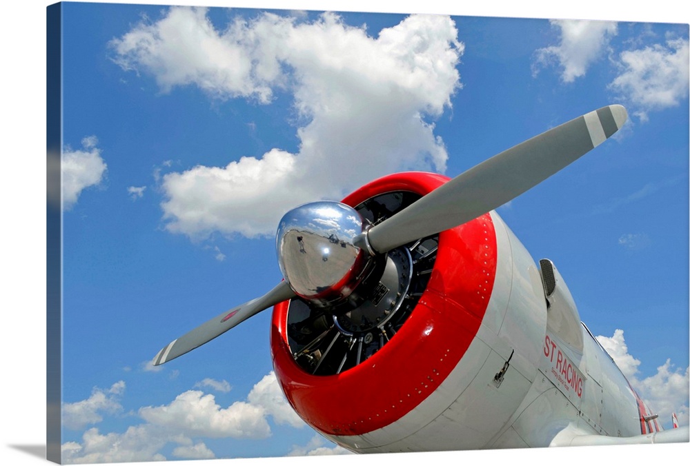 Close-up view of the propeller on a North American Aviation AT-6 Texan warbird.