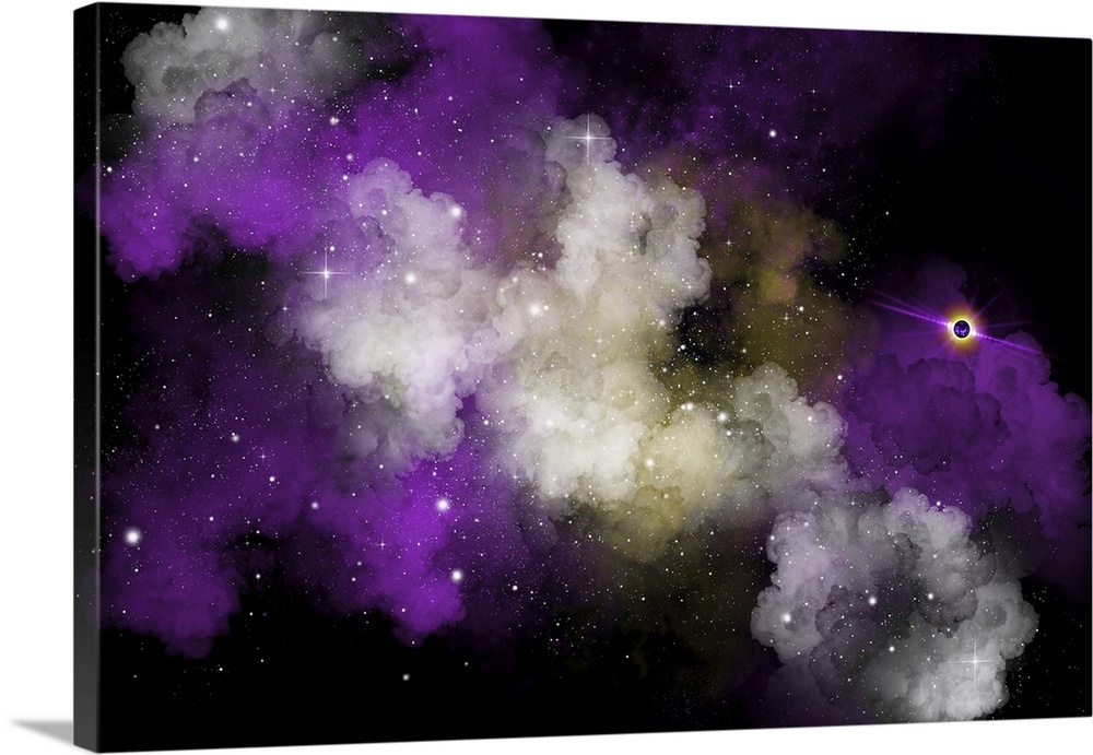 Cloudy Purple Nebula. A nebula is an interstellar complex cloud formation full of star making gasses, matter and plasma.