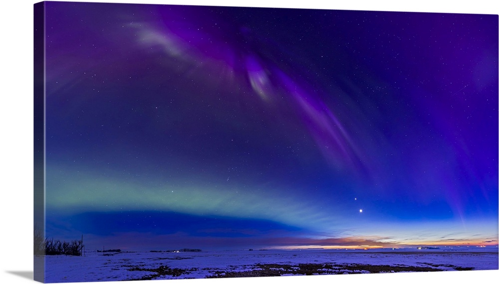 Colorful Aurora With Dunes Structure, Alberta, Canada