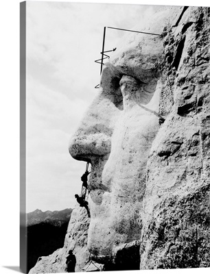 Construction of George Washington's face on Mount Rushmore, 1932