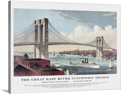 Currier & Ives Illustration Of The Brooklyn Bridge After Completion In 1883