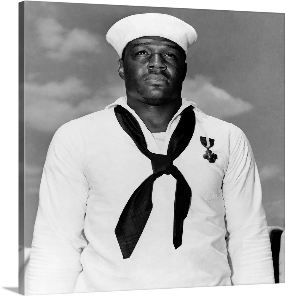 Digitally restored vector photo of Doris Dorie Miller. Doris Dorie Miller was a cook in the United States Navy and the fir...