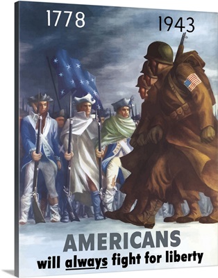 Digitally restored vector war propaganda poster.  Fight For Liberty