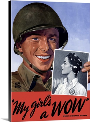 Digitally restored vector war propaganda poster. My Girl's A WOW!