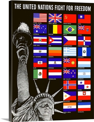 Digitally restored vector war propaganda poster - United nations