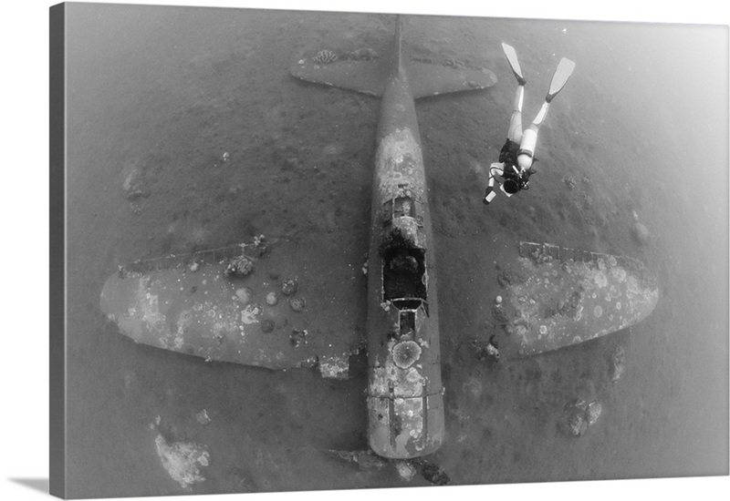 Diver explores the wreck of a Mitsubishi Zero fighter plane | Great Big ...