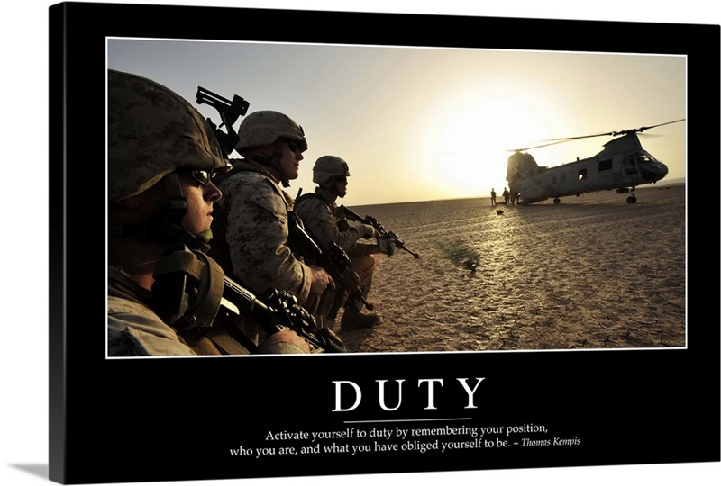 Duty: Inspirational Quote and Motivational Poster Wall Art, Canvas ...