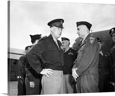 Dwight Eisenhower Talking With Lucius Clay At Gatow Airport In Berlin, Germany, 1945