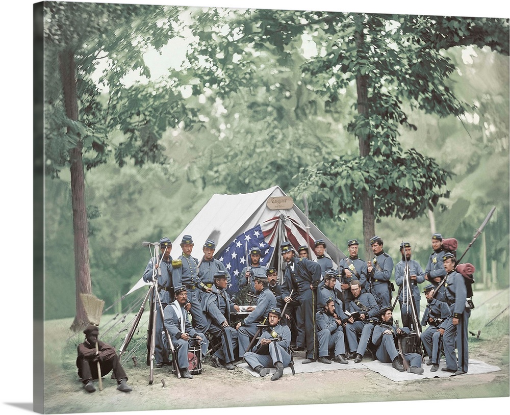 Engineer camp, 8th N.Y. State Militia, American Civil War, 1861 -1865.  This photo has been digitally restored and colorized.