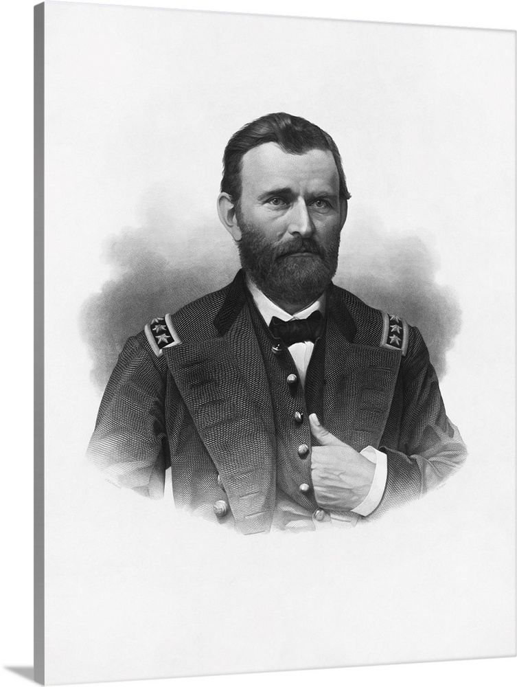 An engraving of the 18th President of the United States, Ulysses S. Grant in his general's uniform.