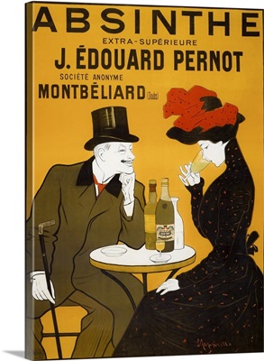 European Artwork Of A Woman Sipping Absinthe As A Man Looks On With A Smile On His Face