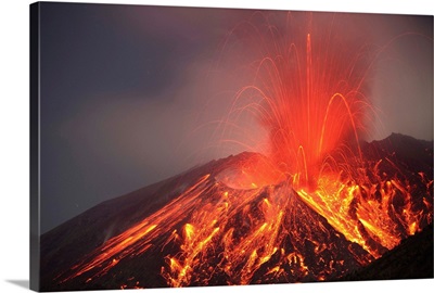 Explosive Vulcanian eruption of lava on Sakurajima Volcano, Japan