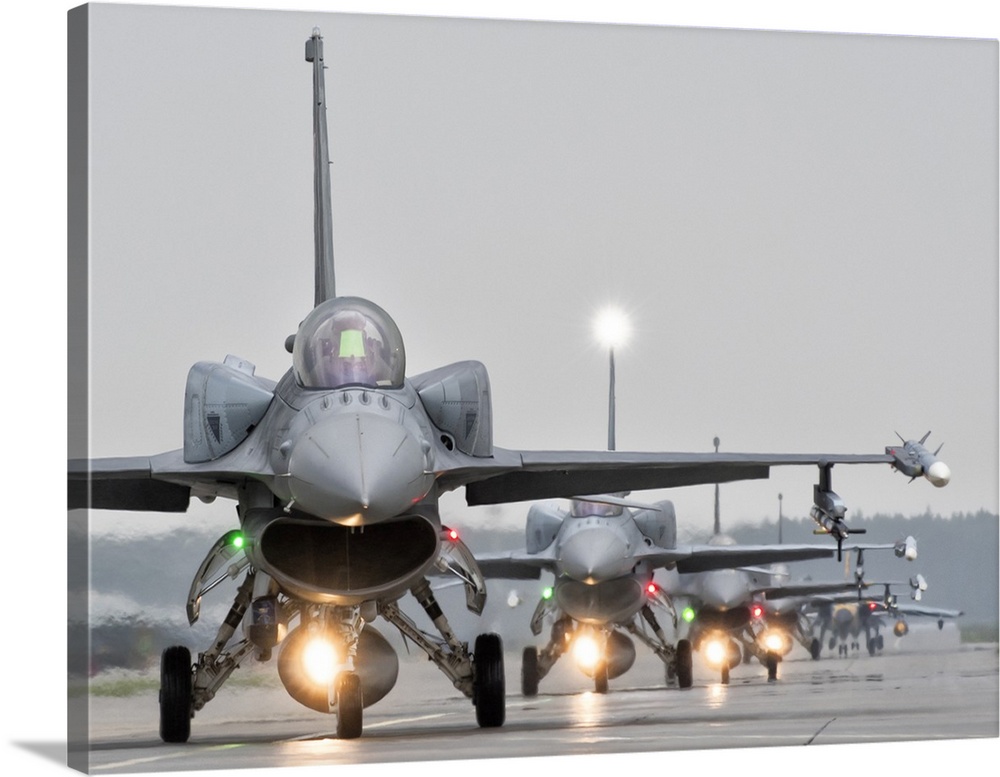 F-16 aircraft taxiing during Exercise NATO Tiger Meet 2018, Poland.