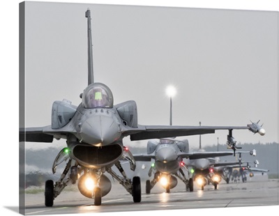 F-16 Aircraft Taxiing During Exercise NATO Tiger Meet 2018, Poland