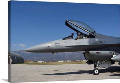 F-16CM Ready To Taxi Before A Mission From Aviano Air Base, Italy