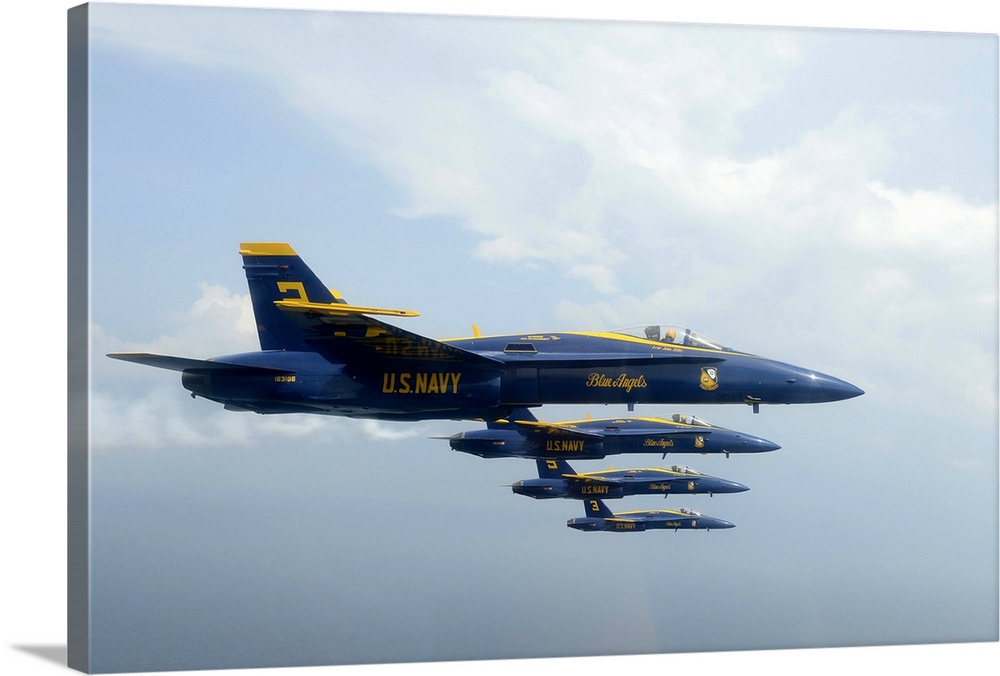 August 1, 2013 - F/A-18 Hornets from the U.S. Navy flight demonstration squadron, the Blue Angels, fly in formation over t...