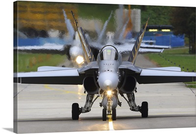 F/A-18C Hornet Jet Fighters, Swiss Air Force, Taxiing On Runway