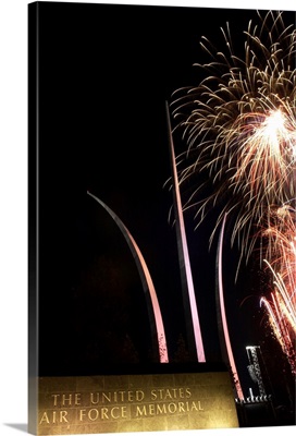 Fireworks light up the Air Force Memorial at Arlington Virginia