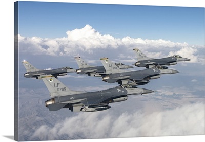 Five F-16Cs Of The U.S. Air Force 310th Fighter Squadron Fly In Formation