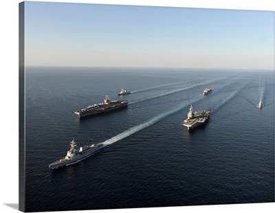 Fleet of Navy ships transit the Arabian Sea