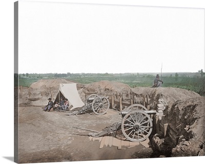 Fortifications in front of Atlanta, Georgia, during the American Civil War, 1864.