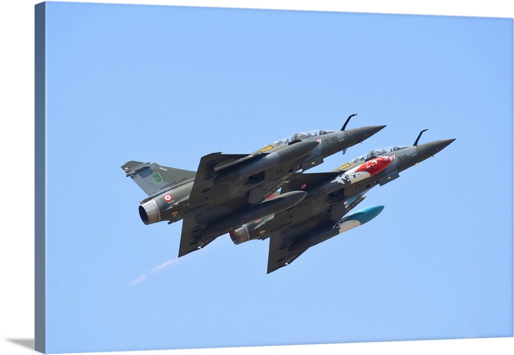 French Air Force Couteau Delta team flying Mirage 2000D aircraft.