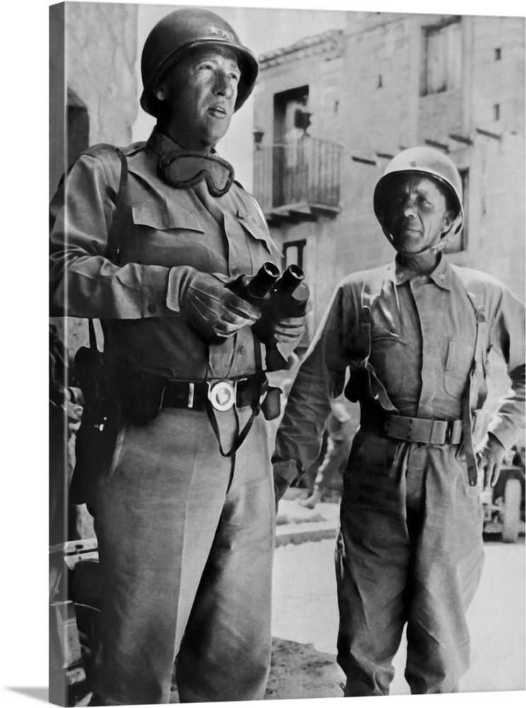 General George S. Patton Jr., and Brigadier General Theodore Roosevelt Jr. during the invasion of Sicily, 1943.