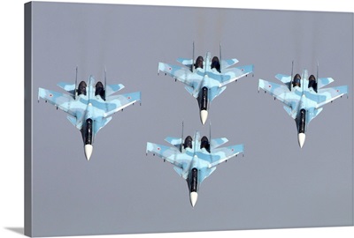 Group Of Four Su-30SM Jet Fighters Of Russian Air Force