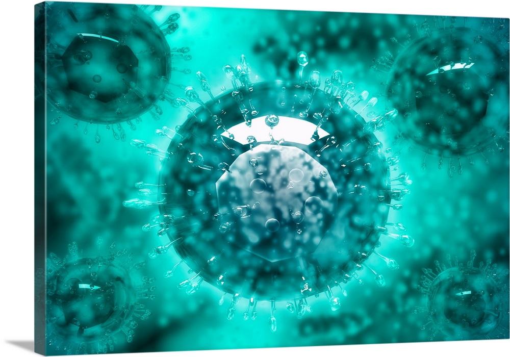 Group of H5N1 virus with glassy view.