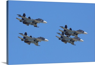 Group Of Su-30SM Jet Fighters Of Russian Air Force