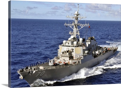 Guided-missile destroyer USS Hopper underway in the Pacific Ocean