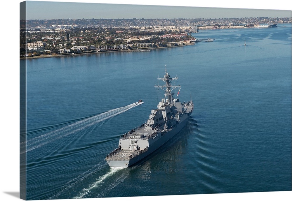 Guided-missile destroyer USS William P. Lawrence departs San Diego.