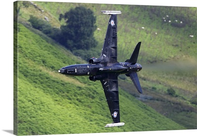 Hawk T2 Training Aircraft Of Royal Air Force During Training Flight In Wales, UK